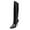 Black Leather, variant on Women Fashion Square Closed Toe Knee High Boots Stiletto High Heel Pull On Long Boots Wide Calf Casual Outfit Shoes Size 4 Purple