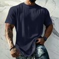 thumbnail image 2 of Yifymode Oversized Shirts for Men Vintage Short Sleeve Beach Vacation Tops Solid Casual Loose Fit Breathable Athletic T Shirts, 2 of 6