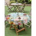 thumbnail image 3 of Outdoor Tablecloth with Umbrella Hole and Zipper, Easter Round Table Cloth 60 Inch Waterproof Tablecloth, Spring Watercolor Eggs Tulip Wooden Grain Teal Picnic Table Cover for Patio Camping, 3 of 7