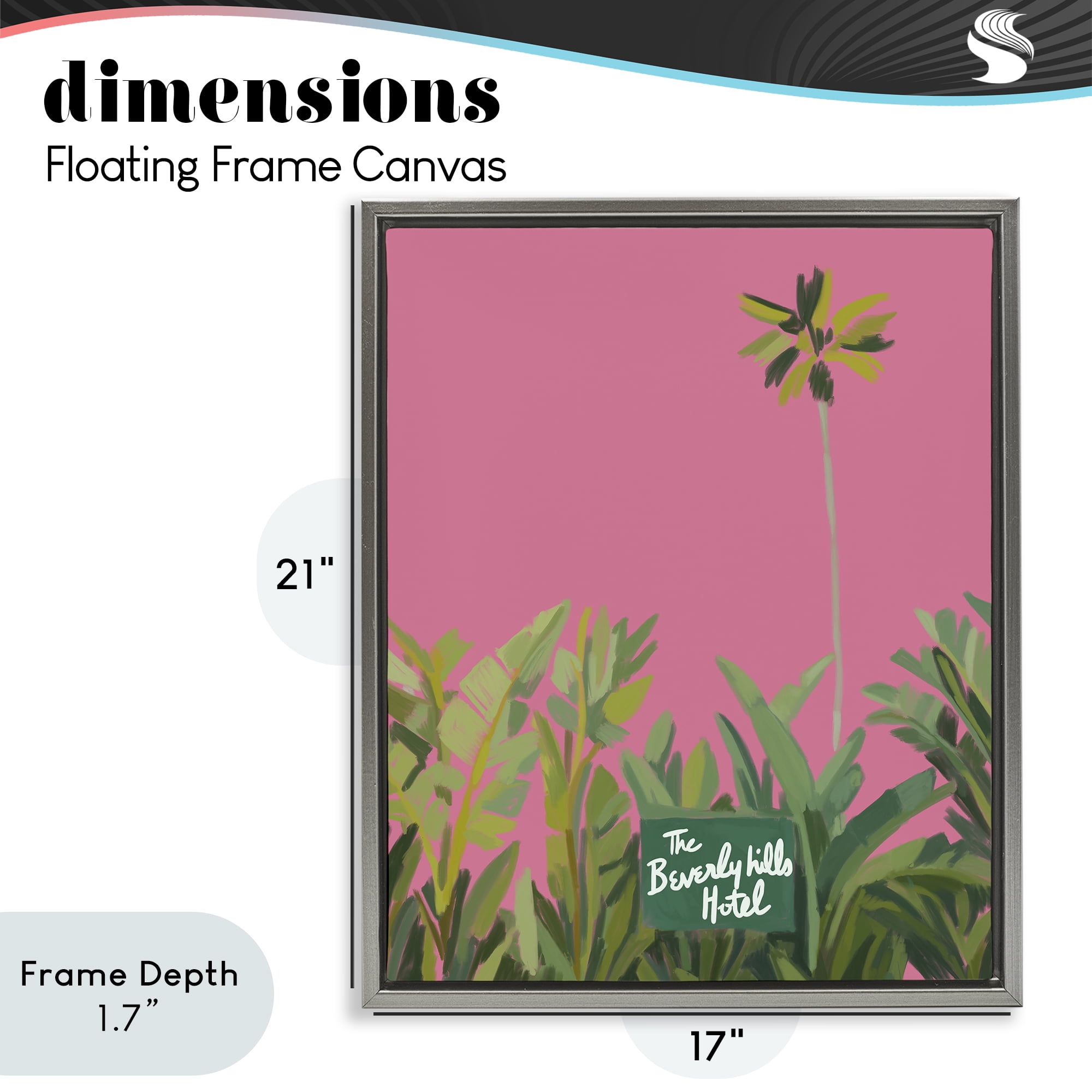 Stupell Industries Beverly Hills Pink & Green Gray Framed Floater Canvas Wall Art, design by Amelia Noyes