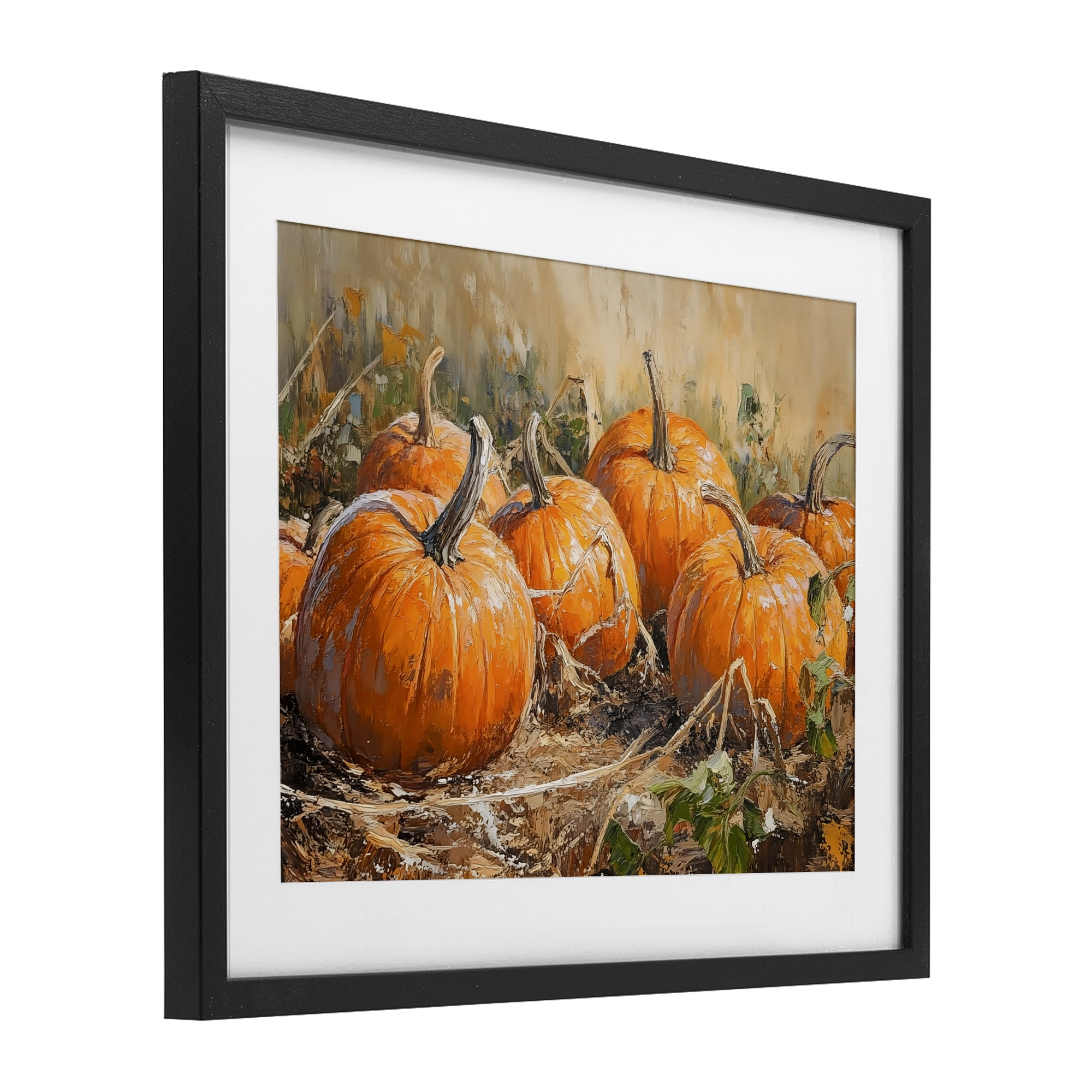 Stupell Industries Pumpkin Patch Autumn Harvest Scene Black Framed Print Under Glass, design by Nini Art