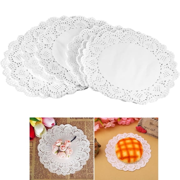 12x12In Lace Paper Doilies,100Pcs Disposable Paper Tableware Decoration for Party,White Durable Round Lace Placemats for Baked,Grilled,Fried Food