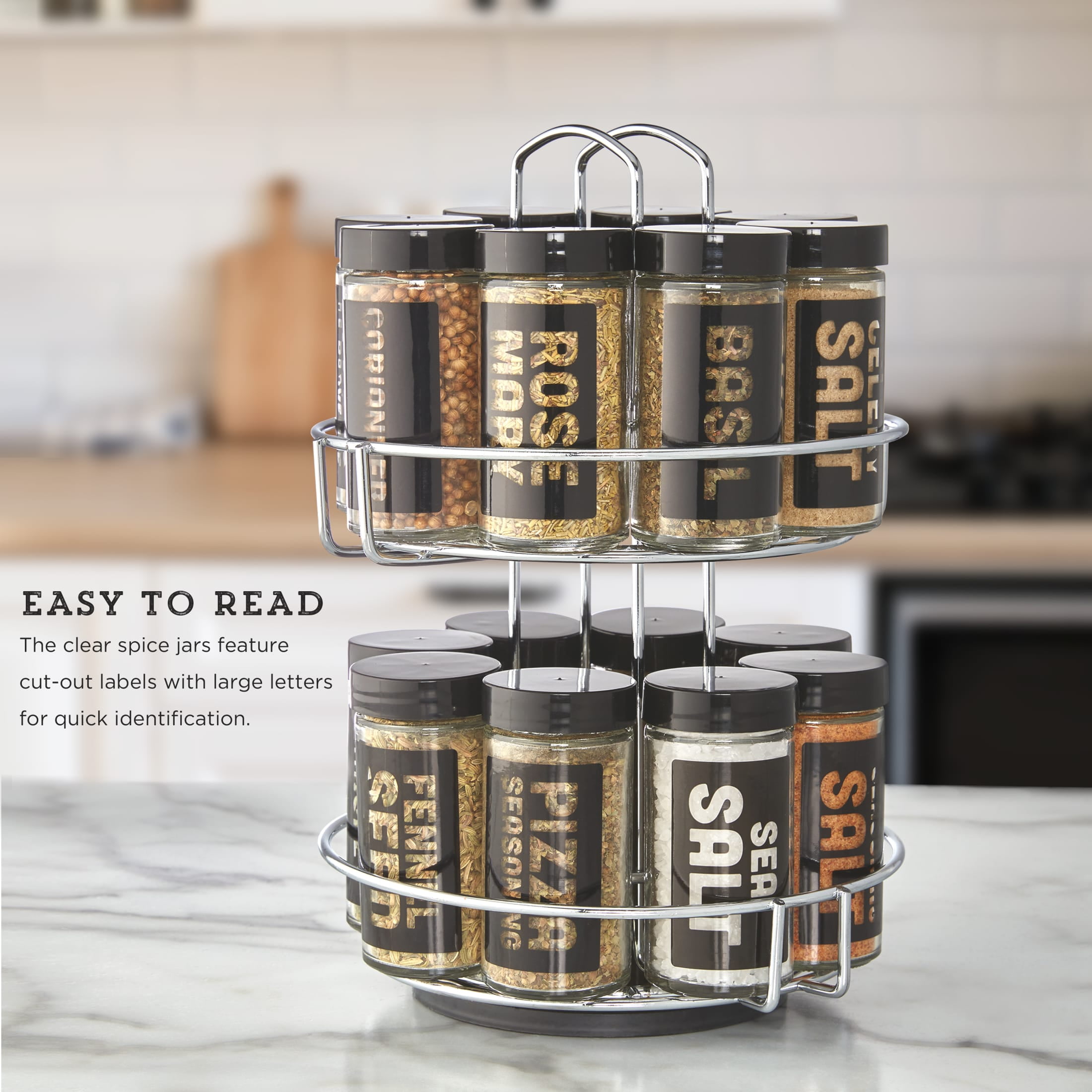 Kamenstein 16 Jar Chrome Wire Revolving Filled Spice Rack Organizers 11in Walmart