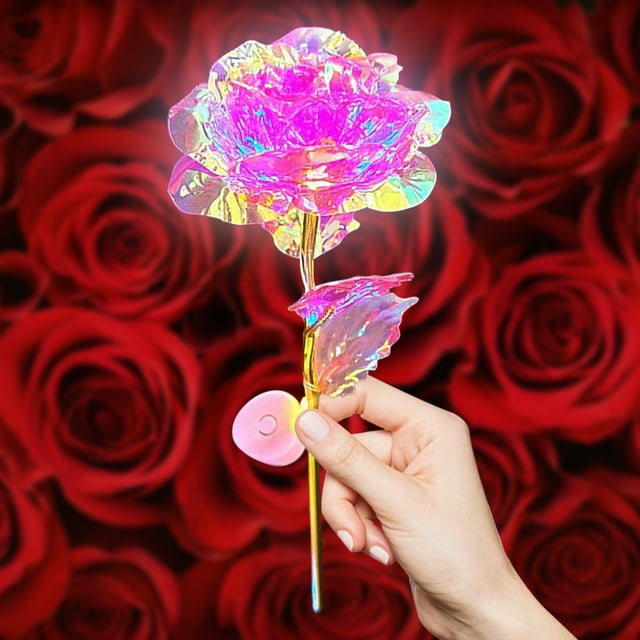 Limited Time Deal Iumwxz Colorful Luminous Rose Gold Artificial Flower Unique Home Decor for Mother Gift Valentine's Day Gift with Colorful Lights Big Savings Weekly Deal Summer Clearance