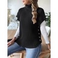thumbnail image 4 of Womens Cap Sleeves Sweater Vest Turtle-Neck Ribbed Knit Tank Tops Basic Slim Fit Top Black One size, 4 of 8