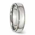 thumbnail image 4 of White Stainless Steel Ring Band Wedding Beaded Comfort Grooved, 4 of 5