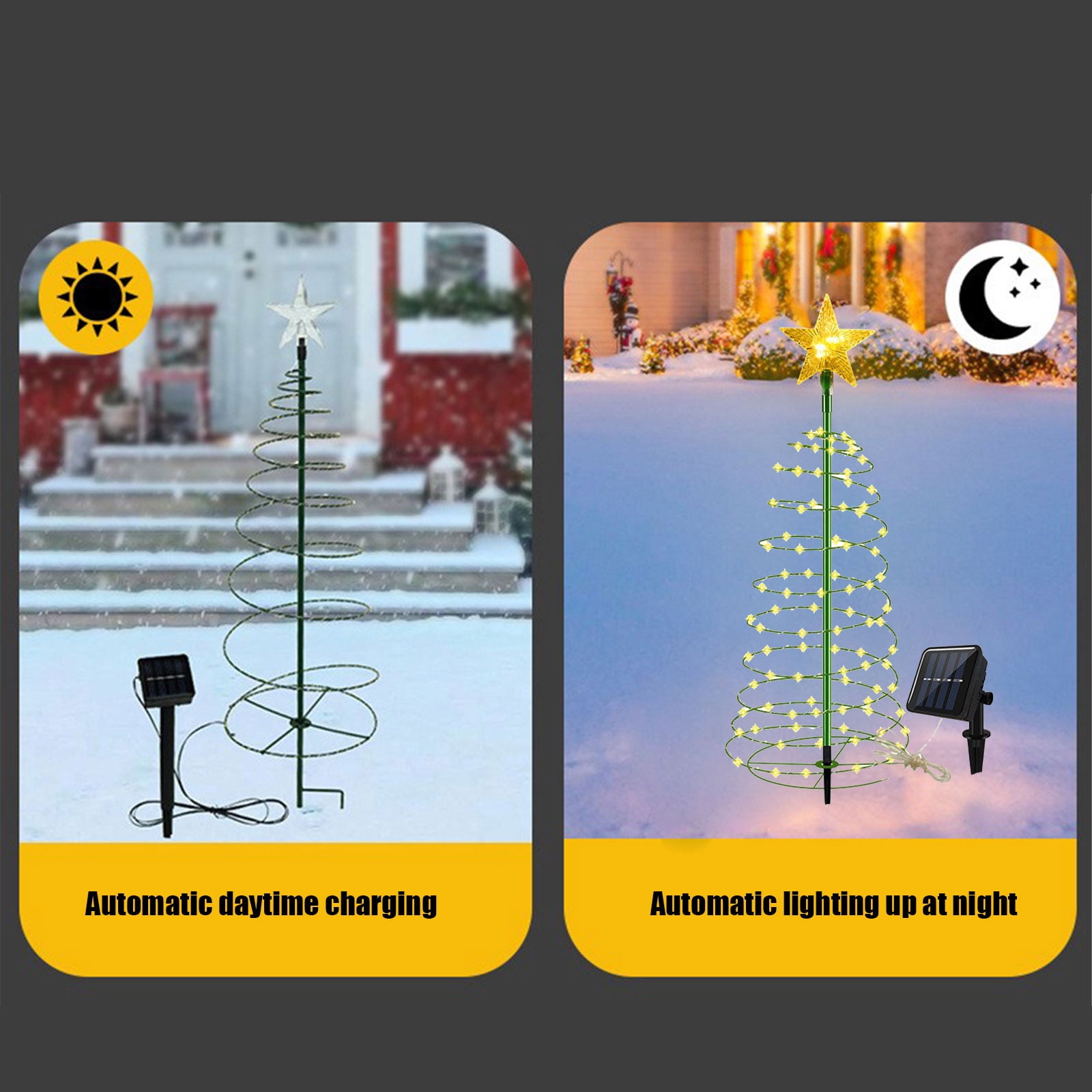 Kezqiaxn Outdoor Christmas Decorations, Solar Helix Christmas Trees LED Lights, Light Up Xmas Metal Pathways Markers with Stake, Yard Lights for Outdoor Winter Patio Walkway Driveways Green