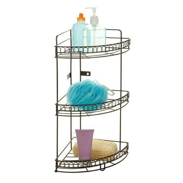 Bath Bliss 3 Tier Corner Bath Shelf in Iron Curls Design Bronze