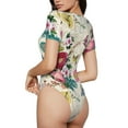 thumbnail image 3 of The Xecao Bird Butterfly Rose Women's Crew Neck Body Suit, a short-sleeved bodysuit and basic swimsuit, both comfort and style for dating and daily life, 3 of 9