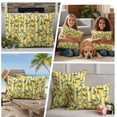thumbnail image 5 of Lemon Leaves Outdoor Waterproof Pillow Covers, Yellow Vertical Stripes Spring Flowers Decorative Square Throw Pillowcase Sofa Cushion Sham for Patio/Couch/Chair, 16"x16" 2 Pack, 5 of 8