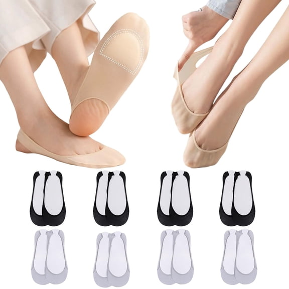 ManxiVoo Non Slip Ice No Show Thin Liner Socks for Women 8 Pack Comfort Fit All Shoe Types