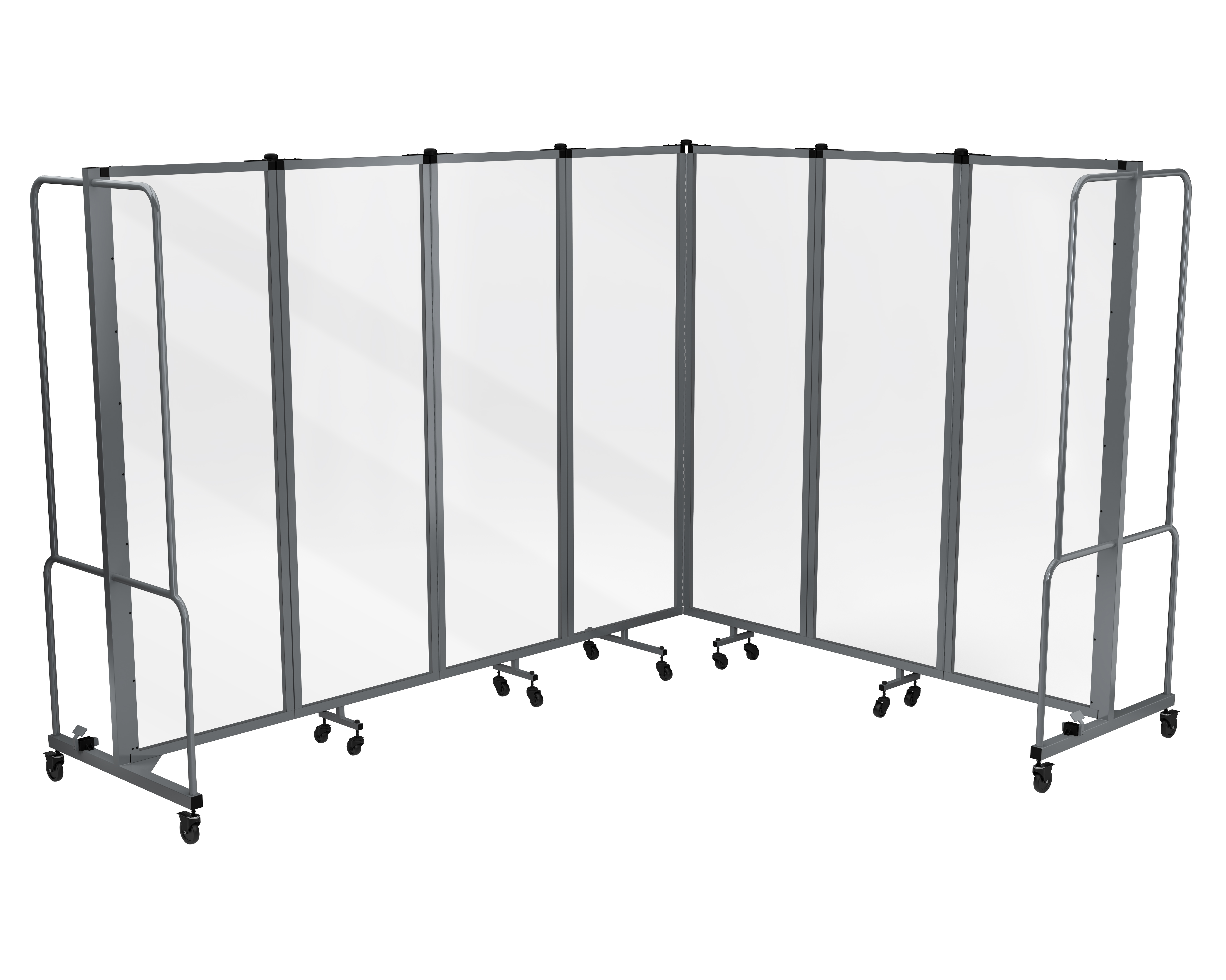 Hampden Furnishings Otis Collection Portable Room Divider, 7 Transparent Panels, Grey Frame
