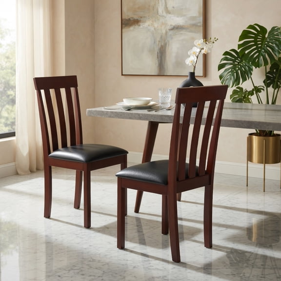 Demi Bonn Set of 2 Dining Chair Upholstered Kitchen Chairs with Padded Seat and Rubber Wood Frame for Dining Room Living Room, Brown