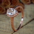 thumbnail image 3 of 1.25 Carat Pear cut Solitaire Real Morganite and Moissanite Halo Engagement Ring on Sterling Silver with 18k Gold Plating, 3 of 4
