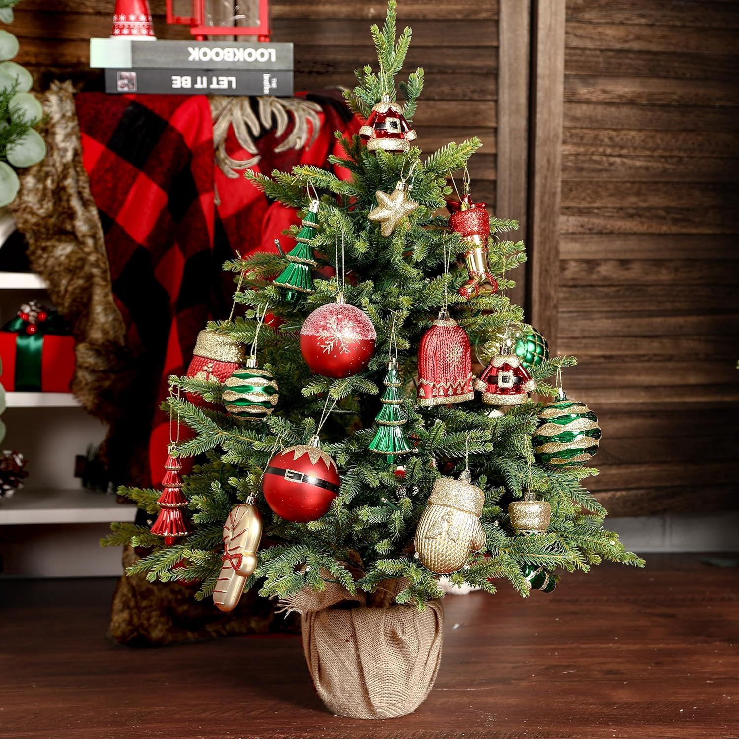 85ct Christmas Balls Ornaments Set, Colorful Shatterproof Plastic Christmas Tree Ornaments, Xmas Decorative Baubles for Christmas Tree Decorations with Hanging Strings
