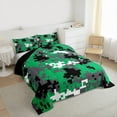 thumbnail image 3 of Feelyou Pixelate Miner Full Size Comforter Sets, Retro Green Camouflage Bedding Sets, 3pcs, 3 of 8