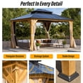 thumbnail image 5 of Hommow 13' x 15' Hardtop Gazebo, Wood Gazebo with Black Double Polycarbonate Hardtop Roof, Outdoor Gazebo for Garden, 5 of 8
