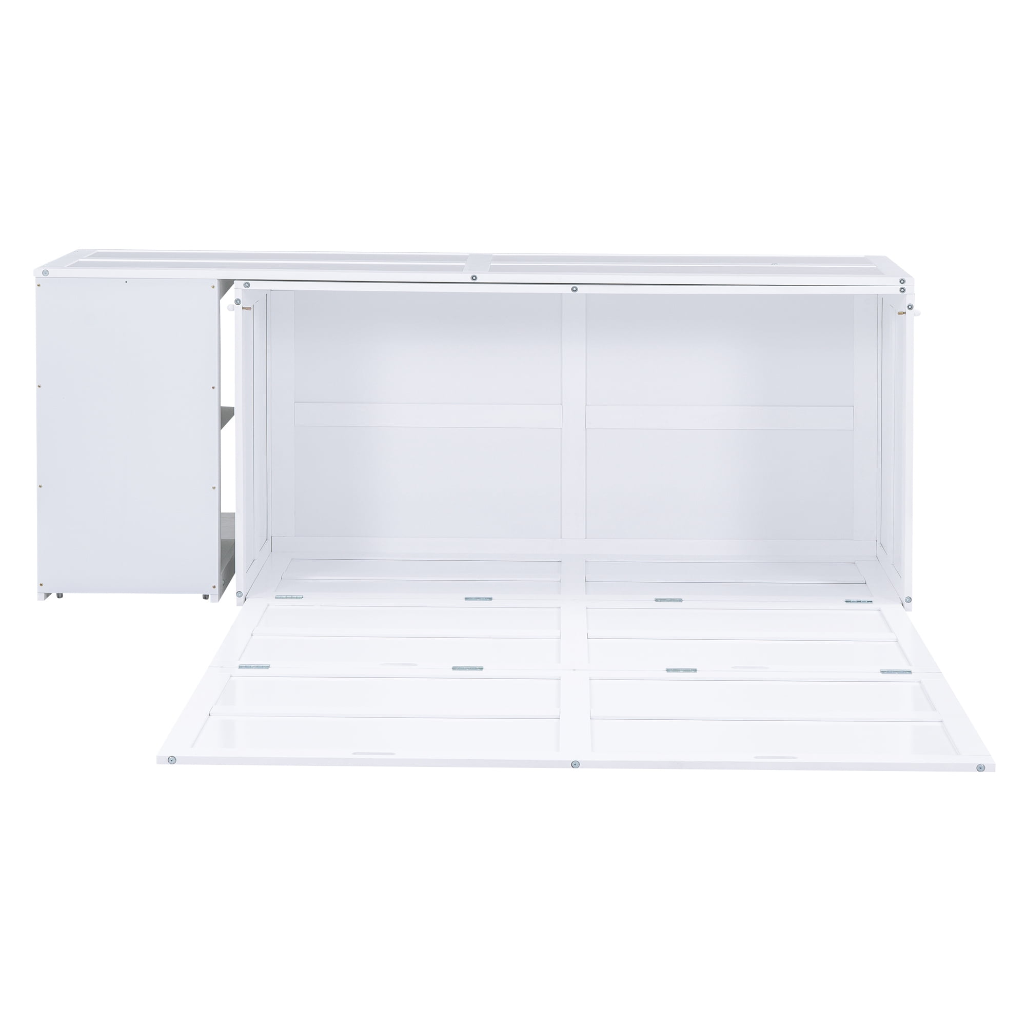 Euroco Queen Size Murphy Bed with Movable Desk, White