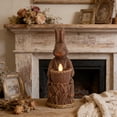 thumbnail image 6 of Vintage Brown Easter Bunny LED Candle Figurine, Flickering Flameless Light Decor for Mantel, Shelf and Tabletop, Perfect for Spring and Easter Holiday Atmosphere, Safe and Easter Decor, 7.9in, Brown, 6 of 6