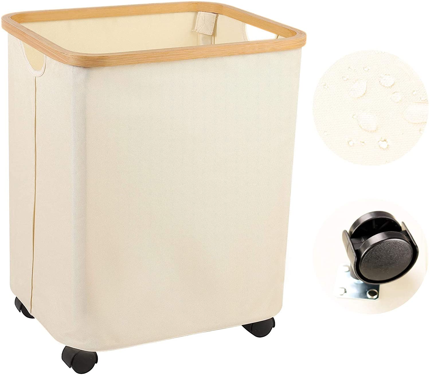 Large Laundry Hamper with Wheels, Guofa 60L Laundry Basket with Wheels