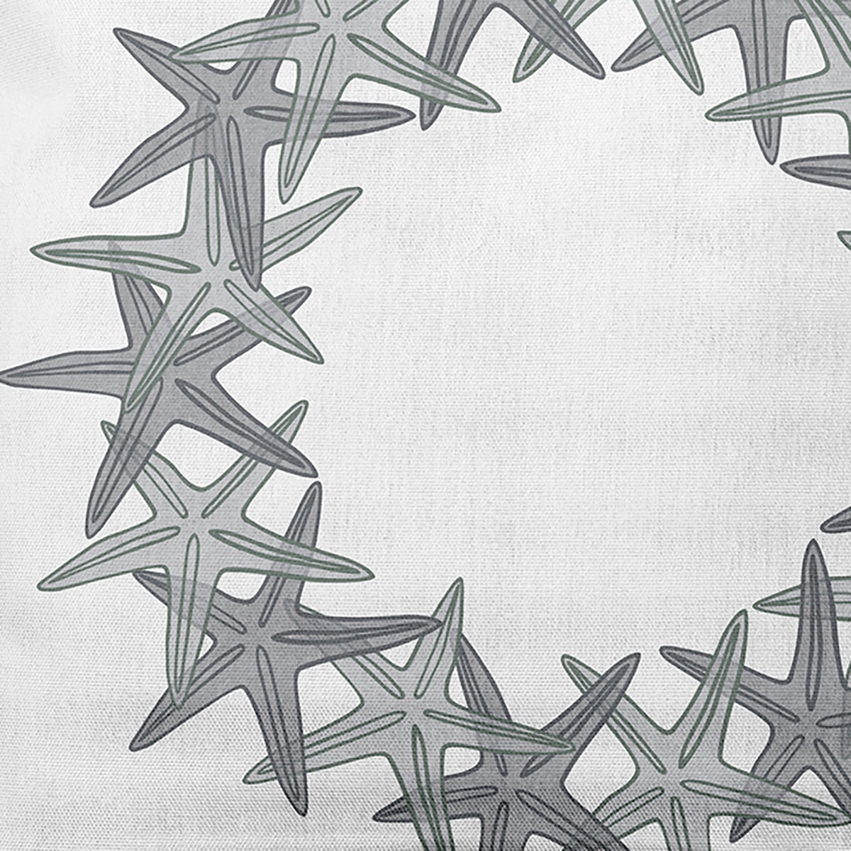 Simply Daisy Grey Colored Starfish Wreath Soft Spun Polyester Indoor/Outdoor Throw Pillow, 16" x 16"
