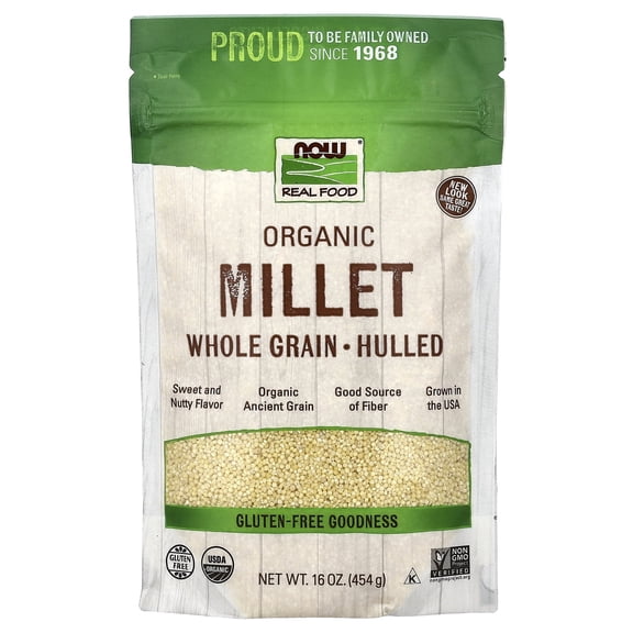 Now Foods Organic Hulled Millet 16 oz Bag