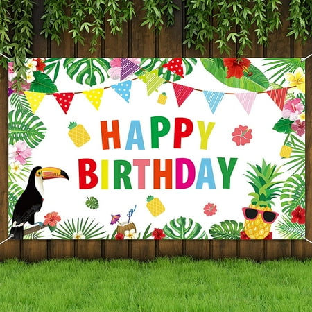 Hawaiian Luau Birthday Party Decorations Supplies Hawaiian Party Backdrop Luau Party Background Tropical Hawaiian Jungle Theme Flamingo Pineapple Party Banner