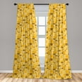 thumbnail image 5 of Ambesonne Vintage Yellow Curtains, Squares Grid, Pair of 28"x95", Marigold and Sepia, 5 of 5