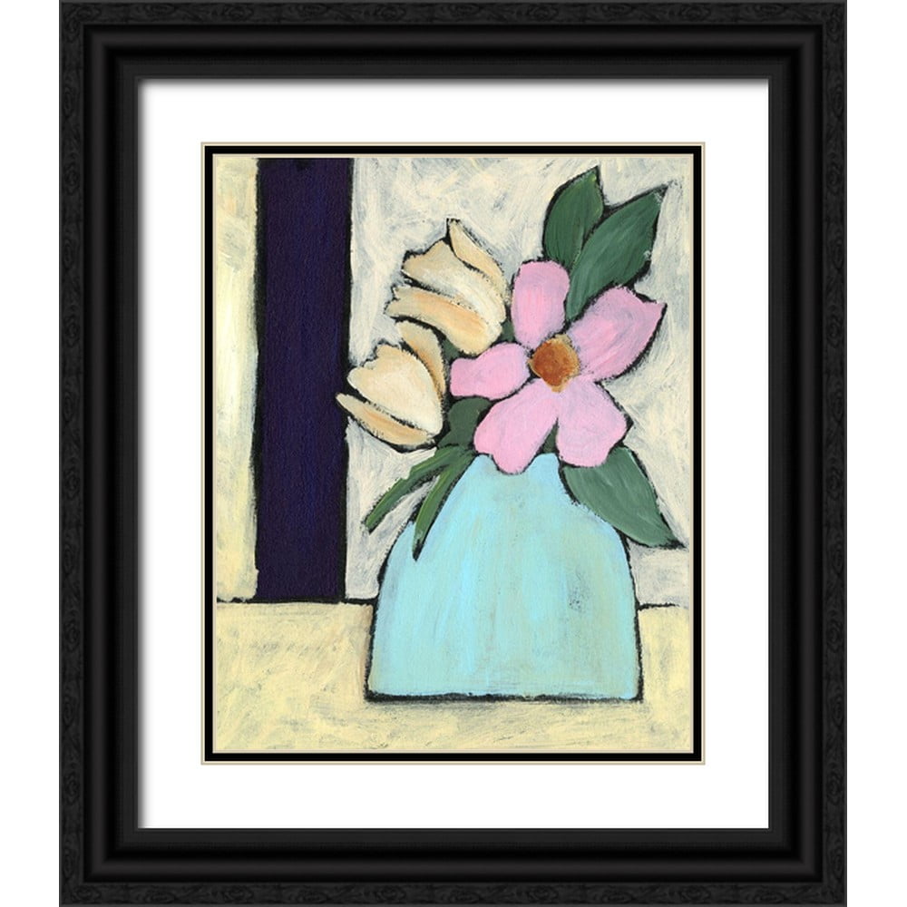 Moore Regina 20x24 Black Ornate Wood Framed with Double Matting Museum Art Print Titled - Distressed Bouquet I