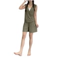 thumbnail image 5 of Ohufall Two Piece Pajama Sets for Women V Neck Sleeveless Tops Pleated Elastic Waist Trouser Pj Sets, 5 of 5