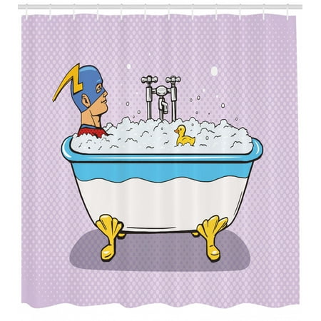 Comics Shower Curtain Superhero Fast Furious Relaxing In Bubble