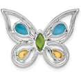 thumbnail image 3 of 14k White Gold Turq./Peridot/Citrine/Wht Topaz Butterfly Chain Slide - 17.7mm, 3 of 6