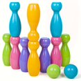 thumbnail image 3 of Colored Bottle Bowling Toy Set With 10 Bottles And 2 Balls, Flat Top Design That Can Be Stacked, 3 of 5