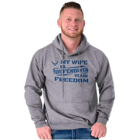 US Air Force Wife Defending Freedom Hoodie Hooded Sweatshirt Men Brisco Brands S