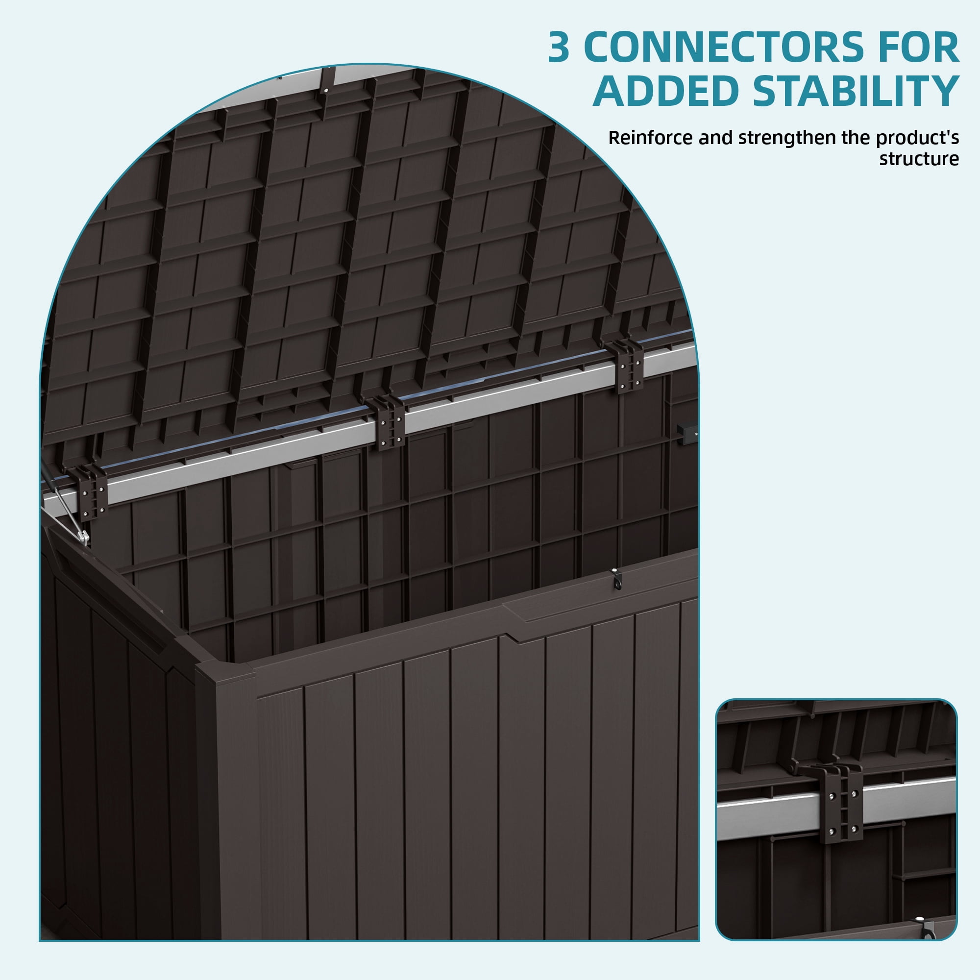 Uforic 240 Gallon XXL Large Weather Resistant Resin Deck Box, Lockable Outdoor Storage Box, Ideal for Patio Cushions, Garden Tools, Pool & Sports Equipment, Dark Brown