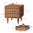 thumbnail image 4 of Wirrytor Mid century Short  Nightstand Set of 2 with 2 Drawers, Bedside Table 2 Drawer Dresser with Embossed Pattern, Storage End Table with Wooden Legs for Bedroom & Living Room,Walnut, 4 of 8