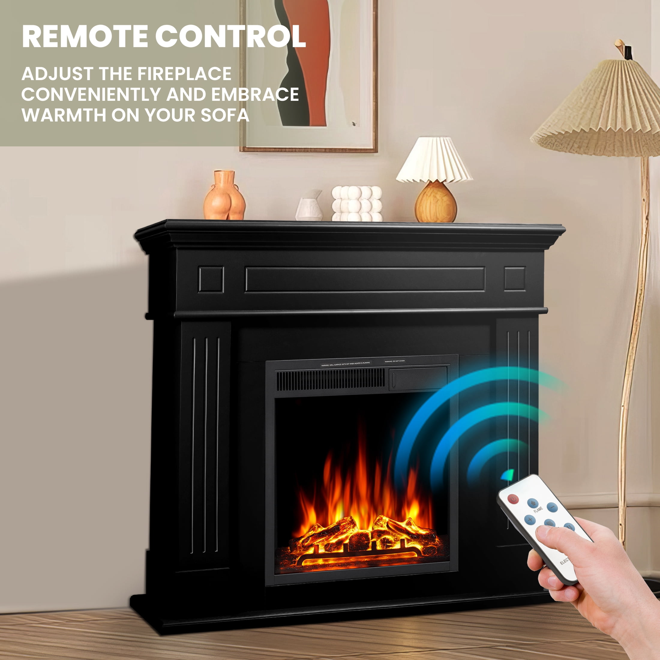 KISSAIR 39.57" x 43.31" Freestanding Remote Controlled 1500W Electric Fireplace