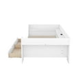 thumbnail image 6 of Queen Size Solid Wood Platform Bed with Bookcase, Bedside Shelves and a Big Drawer, Wooden Slats Support, Storage Platform Bed, No Box Spring Needed, Easy Assembly(White, Twin), 6 of 10