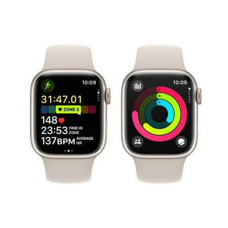 Apple Watch Series 9 (GPS) 41mm Starlight Aluminum Case with Starlight Sport Band with Blood Oxygen - S/M - Starlight
