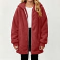 thumbnail image 4 of VIPOIN Girls Full Zip Hooded Fleece Jacket, Mid-Length Sherpa Coat Warm Fall Winter Outerwear, 4 of 8