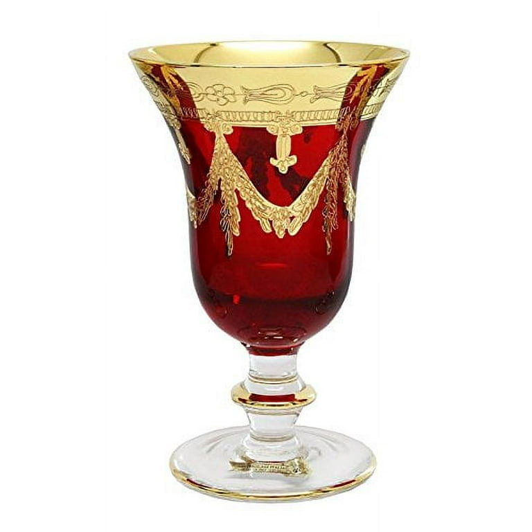 Red glass goblets deals