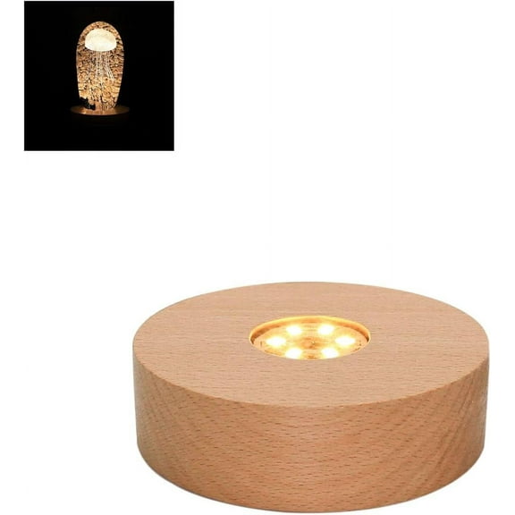 Light Base Display Stand for Crystal Glass Art,Battery Power ,Yellow Light