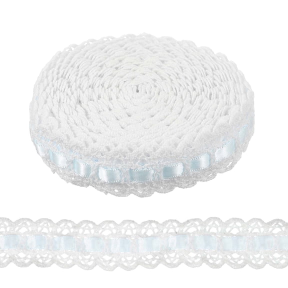 Uxcell 5 Yards Eyelet Lace Trim, 0.79 Inch Crochet Lace Trim for Sewing Dress Apron Pillow Dolls Clothes Bag Decoration, Light Blue