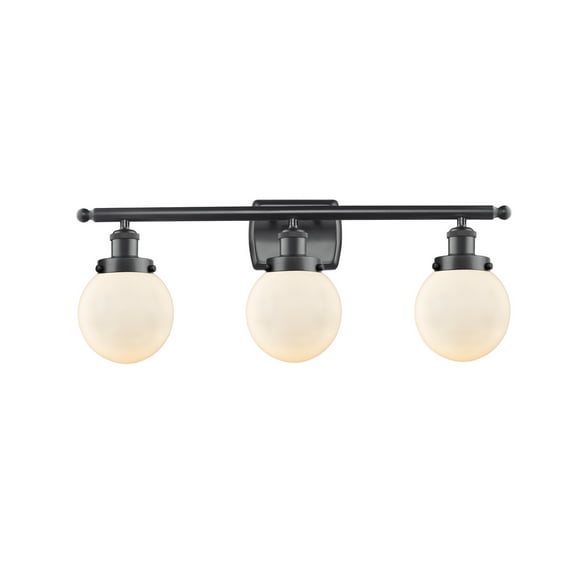 Innovations 916-3W-BK-G201-6-LED Beacon 3 Light Bath Vanity Light part of the Ballston Collection, Matte Black
