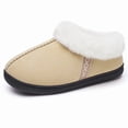 thumbnail image 4 of Abomasnow Women's PU Closed Back House Slippers Faux Fur Collar Trim Round Toe Lightweight Sole Warm Indoor Home Slippers For Autumn And Winter Daily Household Use, 4 of 9