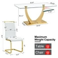 thumbnail image 3 of Sumdeal 63" Glass Dining Table Set for 4,Modern Dining Room Table Set for 4, Kitchen Table and PU Leather Chairs Set for 4, Dinner Table with Rectangle Tempered Glass Top and Chrome Golden Base, 3 of 9