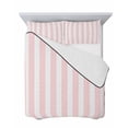 thumbnail image 7 of Quilts Queen Size Bedding Set, Pink Striped Lightweight Quilted Comforter, Modern Farmhouse Pink White Stripes Soft Reversible Bedspread Coverlet with Pillow Covers for All Season, 90" x 96", 7 of 7