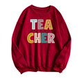 thumbnail image 1 of Chandail en Molleton Imprimé à Col Rond pour Femmes Chandail Décontracté à Manches Longues pour Enseignants Étudiants Vacances Collation des Grades Anniversaire Automne Hiver Blouse Douce et Confortable, 1 of 5