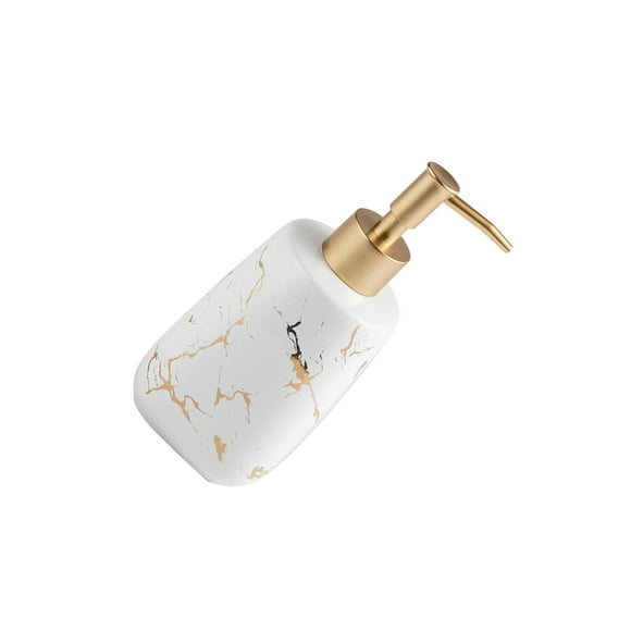 ZheElen Reusable Soap Dispenser Holds 350ml Liquid Marbling Hand Pump Black Bottle White 350ml