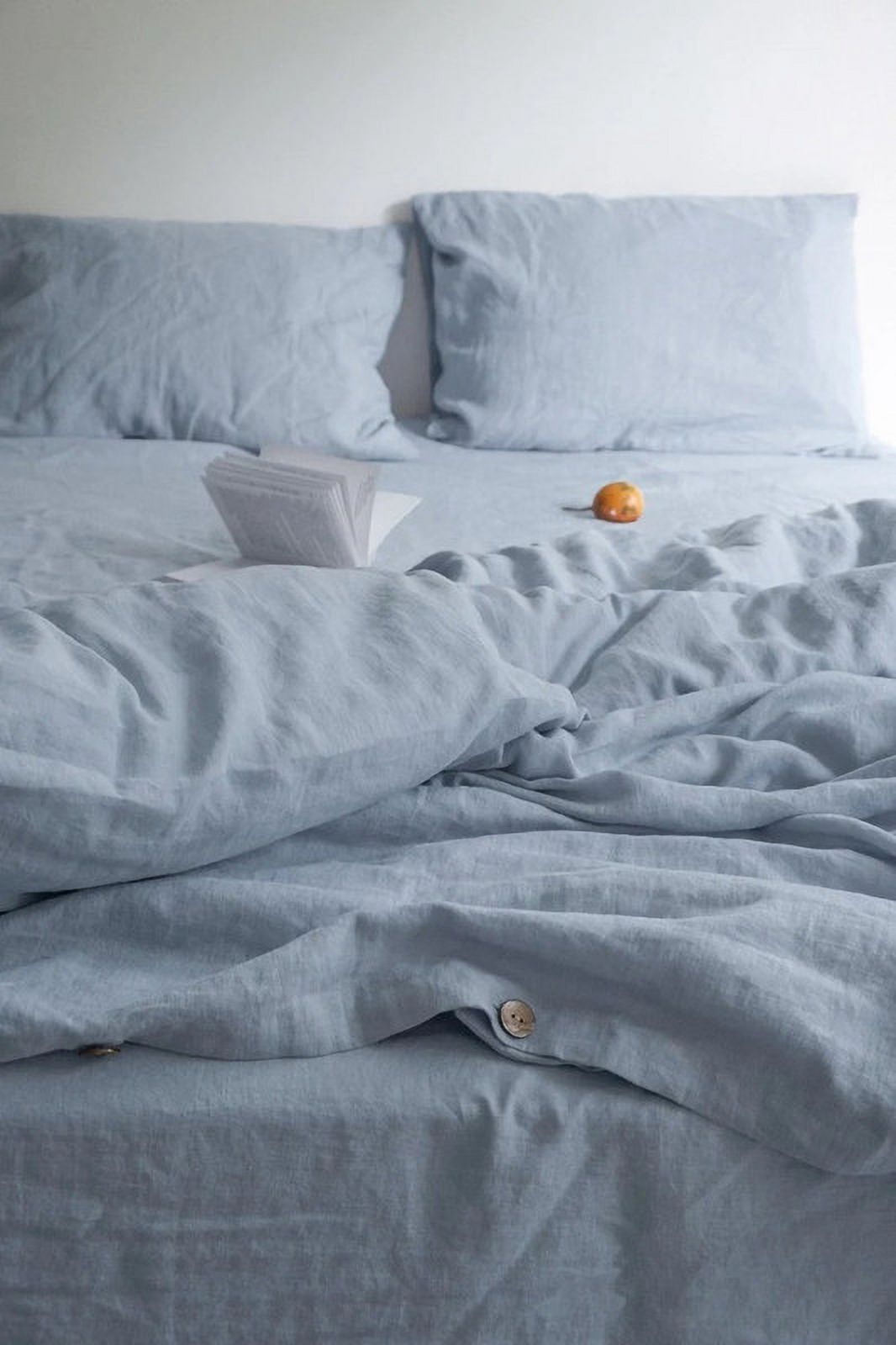 Pavish Export Sky blue linen duvet cover 1 duvet cover Softened linen Light blue comforter cover Quilt cover Coconut buttons Twin